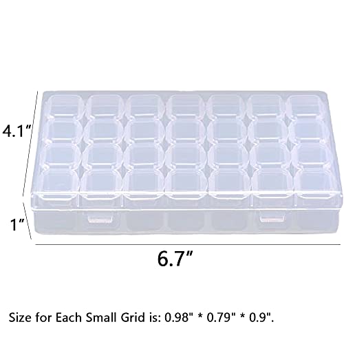Image of Diamond Painting Storage Containers, Qtopun 28 Grids Portable Bead Storage Container Plastic Organizer Box Craft Case for Fishing Tackles, Beads, Seeds, Art Crafts, Nail Diamond