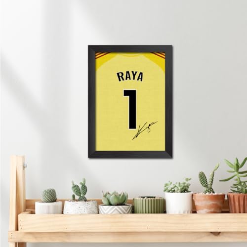 Image of TenorArts David Raya Poster Frame Arsenal Jersey Laminated Photo Print with Signature Framed Painting with Matt Finish Black Texture (12 inches x 9inches)