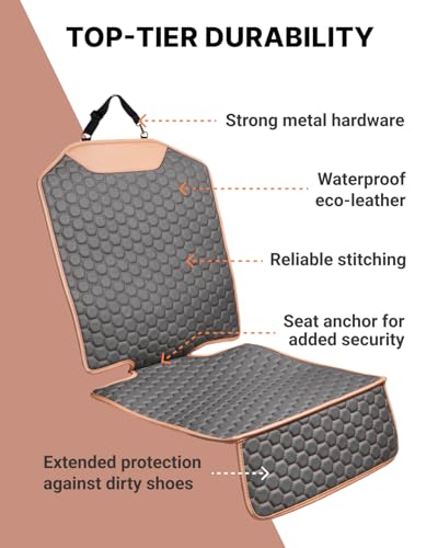 Image of Owleys Premium Leather Car Seat Protector for Child Car Seat Cover from Dirt Scratches - Infant Car Seat Protector for Back Seat /Front Booster Seat Protector Under Baby Car Seat Waterproof 1pc Hexy