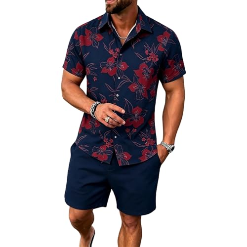 Tenue d'été pour vacances et fêtes ensemble hawaïen homme chic