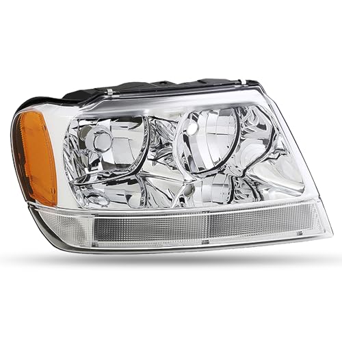 Headlight Assembly Compatible with Jeep Grand Cherokee WJ 99-04 Right Passenger Side Headlamp 55155553AB 55155553AI CH2502120 CAAP-0021-OEM-HL-R