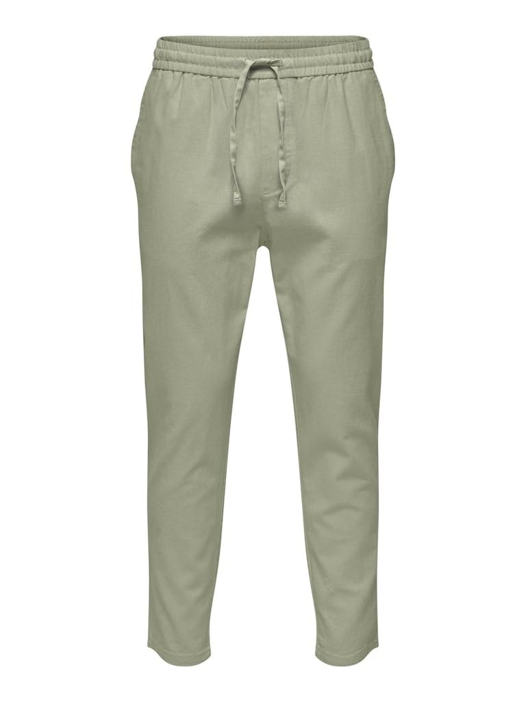 Uomo O&S Pantaloni Rilassati in Tessuto Comodi in Lino e Cotone Pantaloni ONSLINUS da Uomo con Coulisse