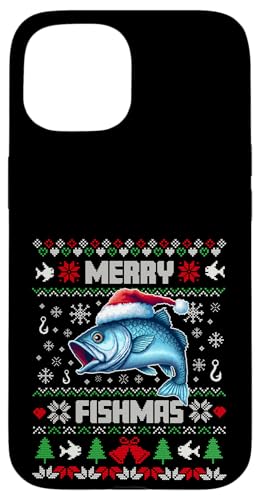 Carcasa para iPhone 15 Merry Fishmas Xmas Fishing Ugly Christmas