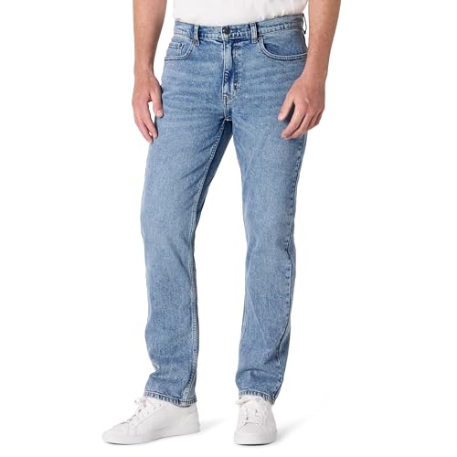 Amazon Essentials Mens Heavyweight Low-Stretch Straight-Fit Mens Jeans Tinted Light Wash 33W / 34L