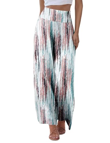 JZC Women's Palazzo Lounge Pants Stretchy Wide Leg Casual Pants Comfy High Waist Flowy Pants S-3XL