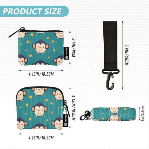 Cute Animal Monkey Dual Wristlet Wallets for Women Minimalist Coin Purse Change Holder with Wristlet Strap for Women 2 Packs billetera de Mujer para tarjetas4