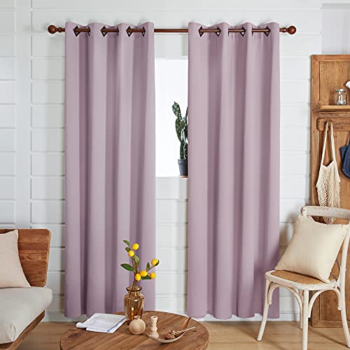 Image of Deconovo Lavender Blackout Curtains 95 Inch Length Grommet Thermal Insulated Drapes and Curtains for Living Room 2 Panels 52x95 Inch