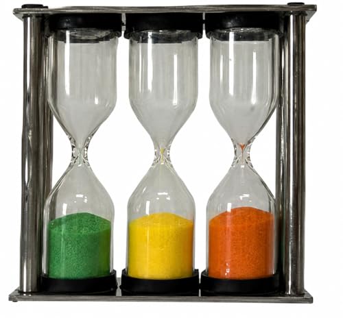 Image of Golden Tips Steel Sand Tea Timer Hourglass Sand Clock for Tea Brewing, Kitchen Cooking, Meditation, Study & Office Desk Decor | Elegant Stainless Steel Sand Timer