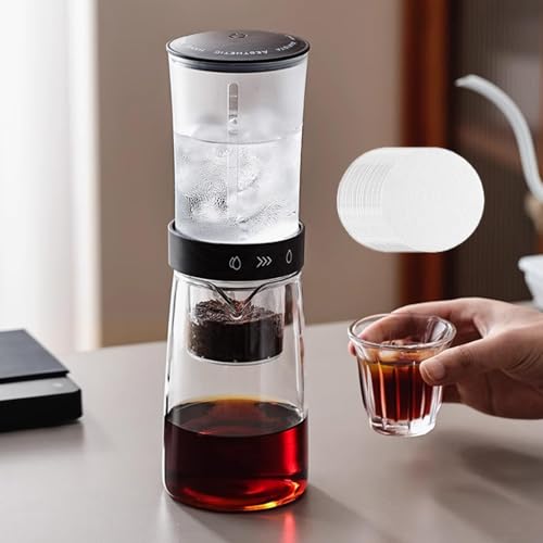 Cold Brew Coffee Maker, Drip Iced Coffee Maker Machine, 450ml Borosilicate Glass with 500-mesh High-density Filter for Home and Office
