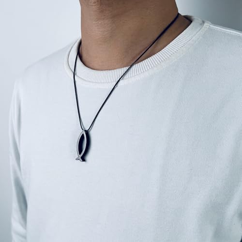 MOO&LEE Ichthys Pendant Necklace Jesus Fish Necklace for Men and Women with Stainless Steel Snake Chain Christian Symbol Religious Jewellery4