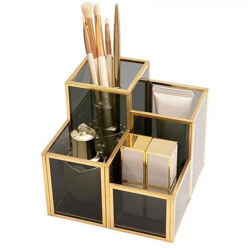 HARLIANGXY Porta-pennelli da Trucco, Organizer per Cosmetici con 4 Scomparti, Contenitore per Trucchi