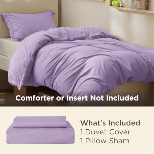 Image of Bedsure Duvet Cover Twin /Twin XL Size - Soft Double Brushed Bedding Set for Kids & Adults, Zipper Closure, 2 Pieces, Includes 1 Duvet Cover (68 inchx90 inch) & 1 Pillow Sham, NO Comforter, Light Purple | For Kids & Adults, 68 inchx90 inch Comforter Cover, Hotel Luxury, All Season, Breathable, Easy Care, Lightweight, Zipper Closure