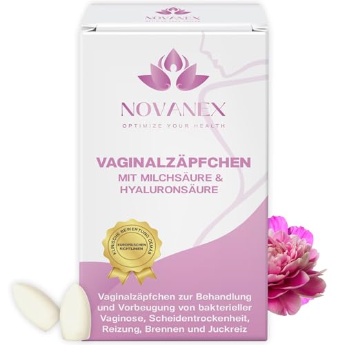 vaginalzäpfchen mit Milchsäure & Hyaluronsäure | bei bakterieller Vaginose und Scheidentrockenheit – Lindert schnell Reizungen, Juckreiz, Brennen, Geruch und Ausfluss. Flora intima. Hormonfrei, 10pcs
