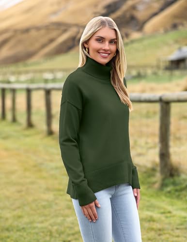 Image of Zeagoo Women's Turtleneck Sweater 2026 Fall Winter Chunky Knitted Pullover | High Low Hem Trendy Basic Jumper Top, Long Sleeve Casual Knit Pullover 2026, Fall Fashion Outfits, Winter Clothing for Women