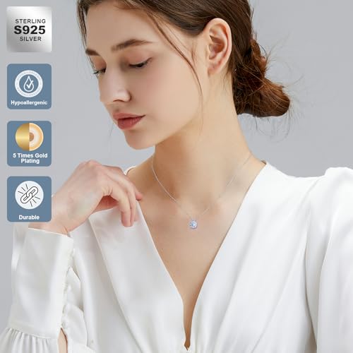 KRKC&CO Moissanite Necklace for Women, 0.5-4CT Lab Grown Sterling Silver Solitaire Heart Pendant, Anniversary Birthday Gift for Wife, Mom Wedding, D Color VVS1, GRA4