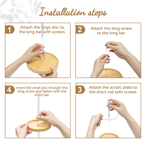 2 Set Acrylic Hat Stand Wig Display Rack, Adjustable Height Hat Stands For Display With Bamboo Base, Decorative Clear Hat Rack Holder Round Barbell Pedestal Display Riser For Jewelry Watch Helmets #TOP4