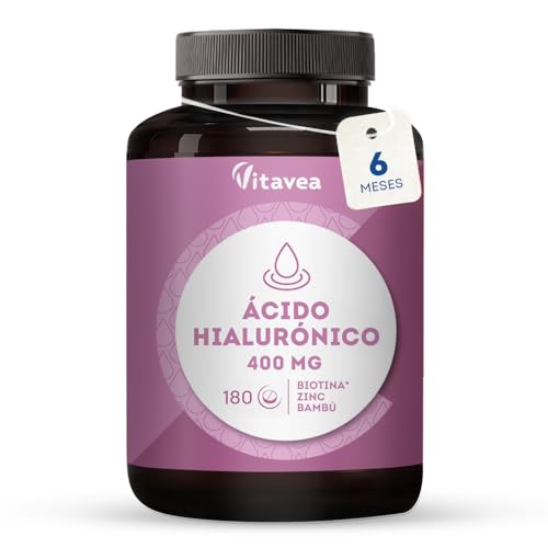 Ácido Hialurónico - 180 comprimidos - Reforzado con zinc biotina y bambú- 6 meses - Antienvejecimiento, antiarrugas - Piel hidratada y suave - Vitavea