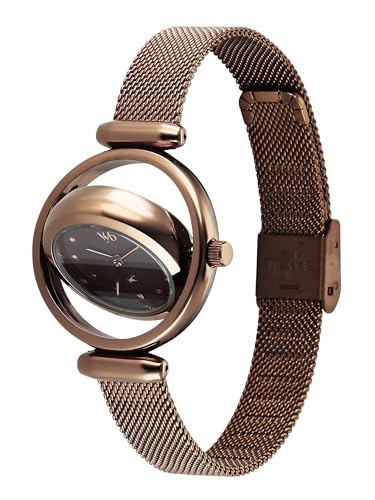 Image of Fastrack Vyb Celeste with Quartz Analog Brown Dial Brown Stainless Steel Strap Watch for Girls - FV60118QM01W