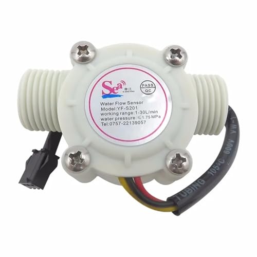 Water Flow Meter Sensor Counter Indicator for Heaters 1-30L/min DN15(White)