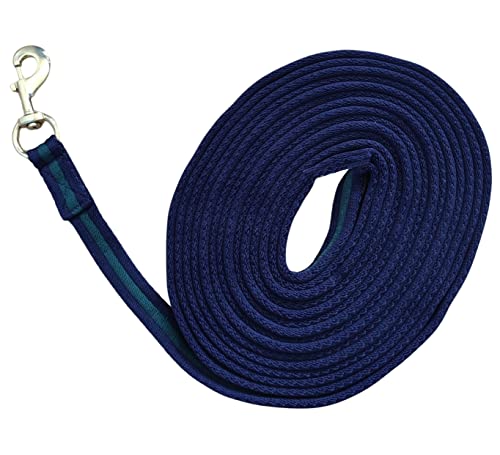 Soft Padded Lunge Line Rein Lead Navy/Green