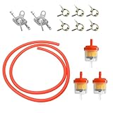 Sun Walker Gas Fuel Filter Hose Tube Line, Diesel Hose Kit with Filter & Shut Off Valve Clamps, Plug and Play Gas Fuel Line for 50/70/90/110/125/150cc Baja BA150 ATV 4 Wheeler (Red)