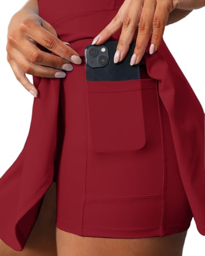 Image of Womens Sleeveless 2-in-1 Athletic Tennis Golf Dress Underneath Workout Active Dresses with Built-in Shorts