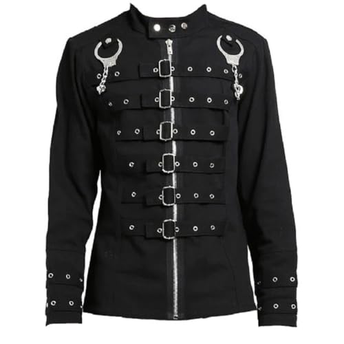 Darkrock Men’s Designer Stylish Black Punk Handcuff Casual Goth Heavy Metal Concert Jacket/USA