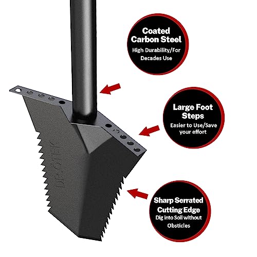 DR.ÖTEK Metal Detector Kit MTXR, Heavy Duty Spade Shovel and Stainless Steel Sand Scoop for Treasure Hunting