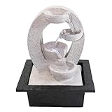 Lemodo Zimmerbrunnen LED Indoor 3-stufig Tischbrunnen Feng Shui Wasserfall mit Beleuchtung Kaskadenbrunnen Deko für Wohnzimmer Schlafzimmer Büro Luftbefeuchter Entspannung Wellness 21,5x19x27 cm