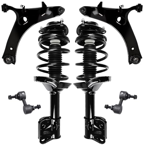 Image of Detroit Axle - 6pc Front Suspension Kit for 2009 2010 2011 2012 2013 Subaru Forester, Coil Spring Struts Lower Control Arms Sway Bars Replacement Quick Install Ready Struts Shocks Assembly