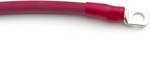 Cable de batería rojo de 18" de largo 2 AWG con pernos de cobre estañados de 12"