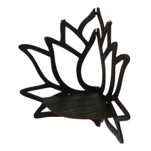 Estante flotante de esquina de madera negra ideal para decorar tu salón con plantas 2