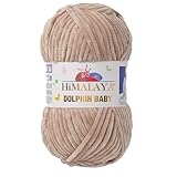 1 Skein/Pack Himalaya Dolphin Baby Chenille Yarn, Each Ball 100 gr (3.5 oz), 120 m (132 Yards), 100% Polyester, Super Bulky Baby Blanket Velvet Amigurumi Yarn, 80317 - Beige