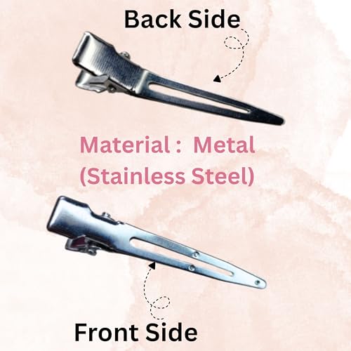 Image of ROSAURA (4.5 CM 50 Pcs) Alloy Steel Single Prong Alligator Hair Clips Base for DIY Hair Accessories, Barrette Hair Clips for Bow Making, Salon, and Hair Styling (Silver Sharp)