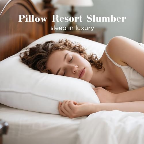 Image of viewstar Pillows Queen /Standard Size Set of 2, Soft Fluffy Down Alternative | Bedding, Hotel Quality, Fluffy, Oeko-Tex Certified, Plump Filling, Machine Washable, for Side Back Stomach Sleepers, White