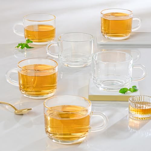 Borosil 6pc Mug Set | Made in India Borosilicate Glass Cup Set for Chai, Green Tea, Coffee, Milk | Microwave Safe, Scratch Resistance, Lightweight |