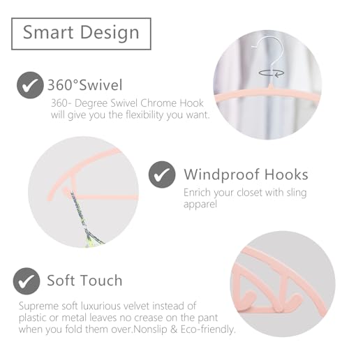 MIZGI Premium Velvet Hangers 60 Pack Heavyduty- Non Slip No Shoulder Bump Suit Hanger - Chrome Hooks,Space Saving Clothes Rounded Shape for Coat,Sweater,Jackets,Pants