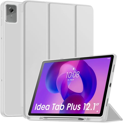Image of Robustrion Cover for Lenovo Idea Tab Plus 12.1 inch Cover Case with [Pencil Holder], Trifold Cover Case for Lenovo Idea Tab Plus Tablet Cover [Auto Sleep Wake Support] - Grey