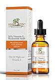 Simplistic Naturals Vitamin C Serum with Hyaluronic Acid - Age-Defying Moisturizer and Dark Spot Corrector - Helps Diminish Fine Line, Discoloration, Wrinkles