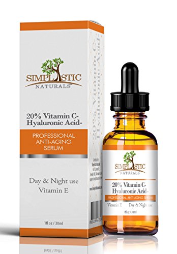 Simplistic Naturals Vitamin C Serum with Hyaluronic Acid – Age-Defying Moisturizer and Dark Spot Corrector – Helps Diminish Fine Line, Discoloration, Wrinkles