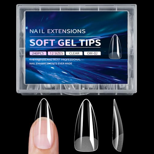 Juego de 240 extensiones de gel transparentes de cobertura completa para manicura con caja de uñas postizas