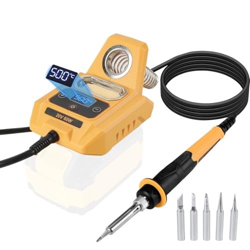 TALOEYH - Fer à Souder Sans Fil Pour Batterie Dewalt 18V/20V, Chauffage Rapide, Station de Soudage LCD Numérique électrique, Fer à Souder Réglable...