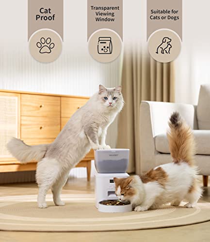 Wuipet Automatic Cat Feeders, Anti-Clogging Design Pet Dry Food Dispenser With Voice Recorder, Timed Cat Feeder With Desiccant Bag, Programmable Timer Pet Feeder - Up To 20 Portions 6 Meals Per Day #TOP6
