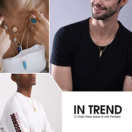 Thin O Cable Chain Necklace For Women Men 18K Gold Plated 2Mm Rolo Link Chain, Gift For Boys Girls, 20 Inch #TOP2