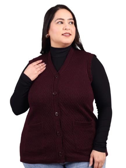 Plus Size Sweater for Womens Woolen Sleeveless Cardigan 3XL 4XL 5XL 6XL