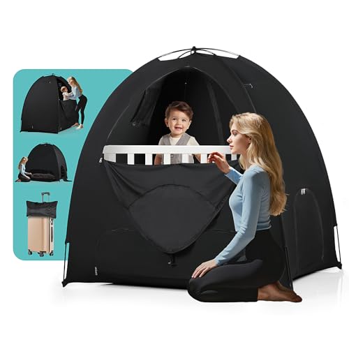 Image of Blackout Tent for Pack and Play - Sleep Pod with Light-Blocking - Portable Pack N Play Blackout Cover for Travel Crib/Mini Crib/Palyards