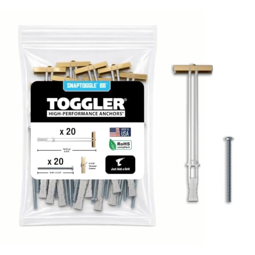 TOGGLER SNAPTOGGLE Drywall Anchors with 1/4-20 Bolts, 20 Pac...