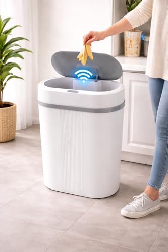 Image of Owme Motion Sensor Smart Trash Bin For Home 15L | Motion Sensor Open-Top Bin Lid | Durable Odor Control Covered Waste Trash Can | Smart Automatic Garbage Dustbin with Large Capacity - GREY