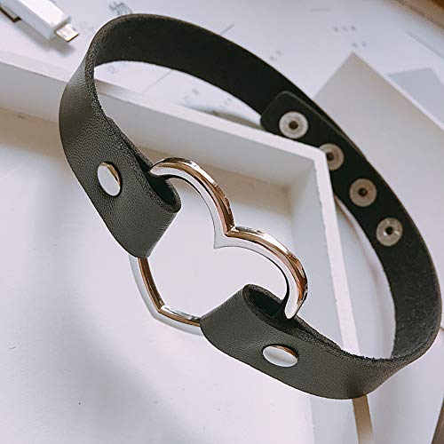 Love Heart Adjustable Leather Choker Punk PU Necklace Goth Choker Soft Collar Chain for Women Girls - Image 6