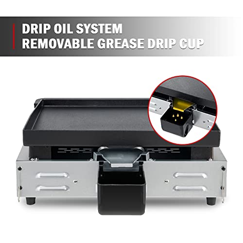 Monument Grills Portable Table Top Griddle Flat Top Propane Gas Grill Griddle 18 Inch Stainless Steel Griddle With Knobs & Ignition For Outdoor Cooking Camping, Black #TOP4